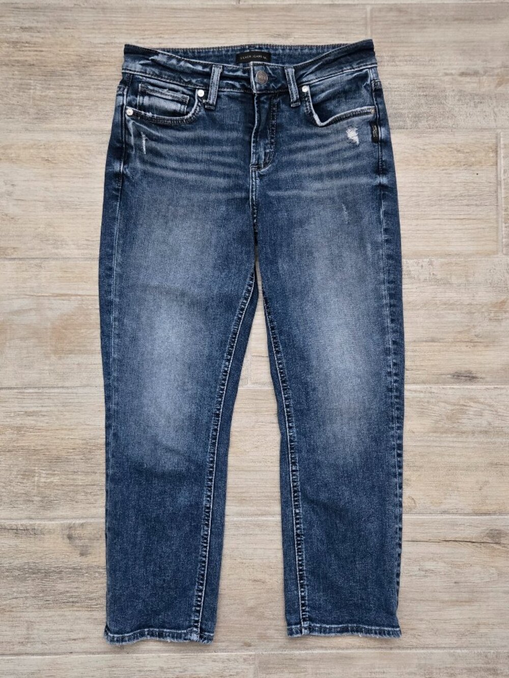 Silver Suki Capri Jeans Womens Lightly Distressed Stretch Denim Grunge 28
